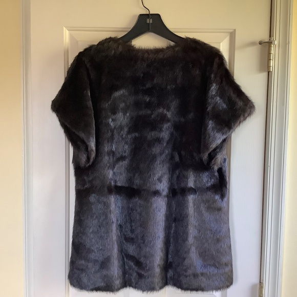 G.I.L.I. Faux Mink Short Sleeve Vest Coffee Bean SZ 14 - Picture 5 of 16